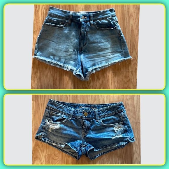 2 pair jeans shorts for 1 price!!!! American eagle & PINK - Picture 1 of 15